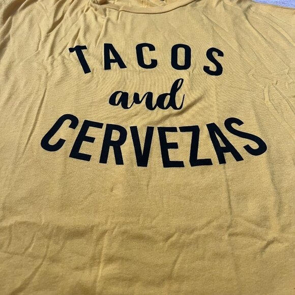 Rock Rose Couture Tacos and Cervezas T-Shirt Medium‎ Yellow Graphic Tee NWT - Picture 5 of 8